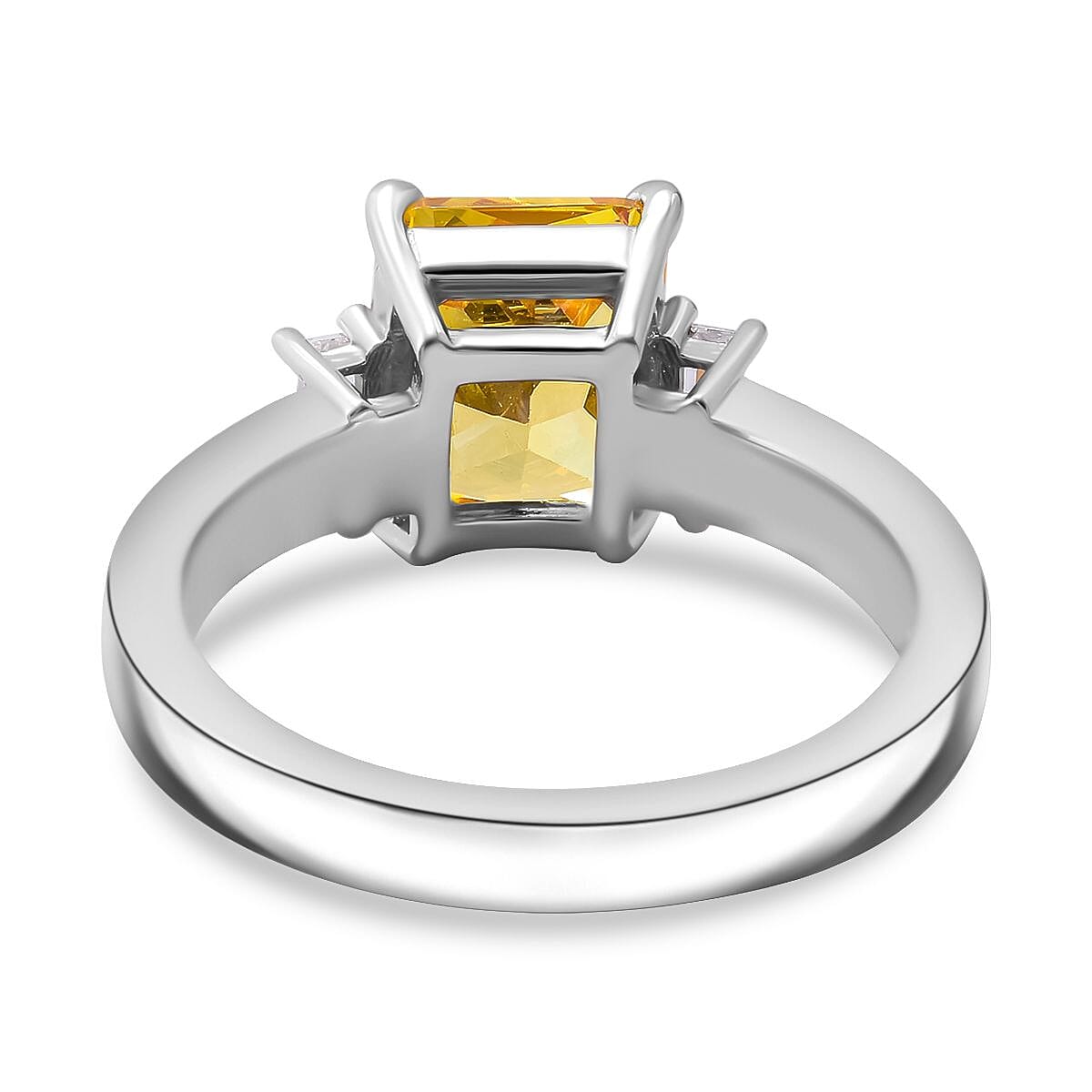 NY Closeout Deal- Yellow And White Cubic Zirconia Ring in Rhodium Overlay Sterling Silver 6.02 Ct. NY Closeout Deal- Yellow And White Cubic Zirconia Ring in Rhodium Overlay Sterling Silver 6.02 Ct.