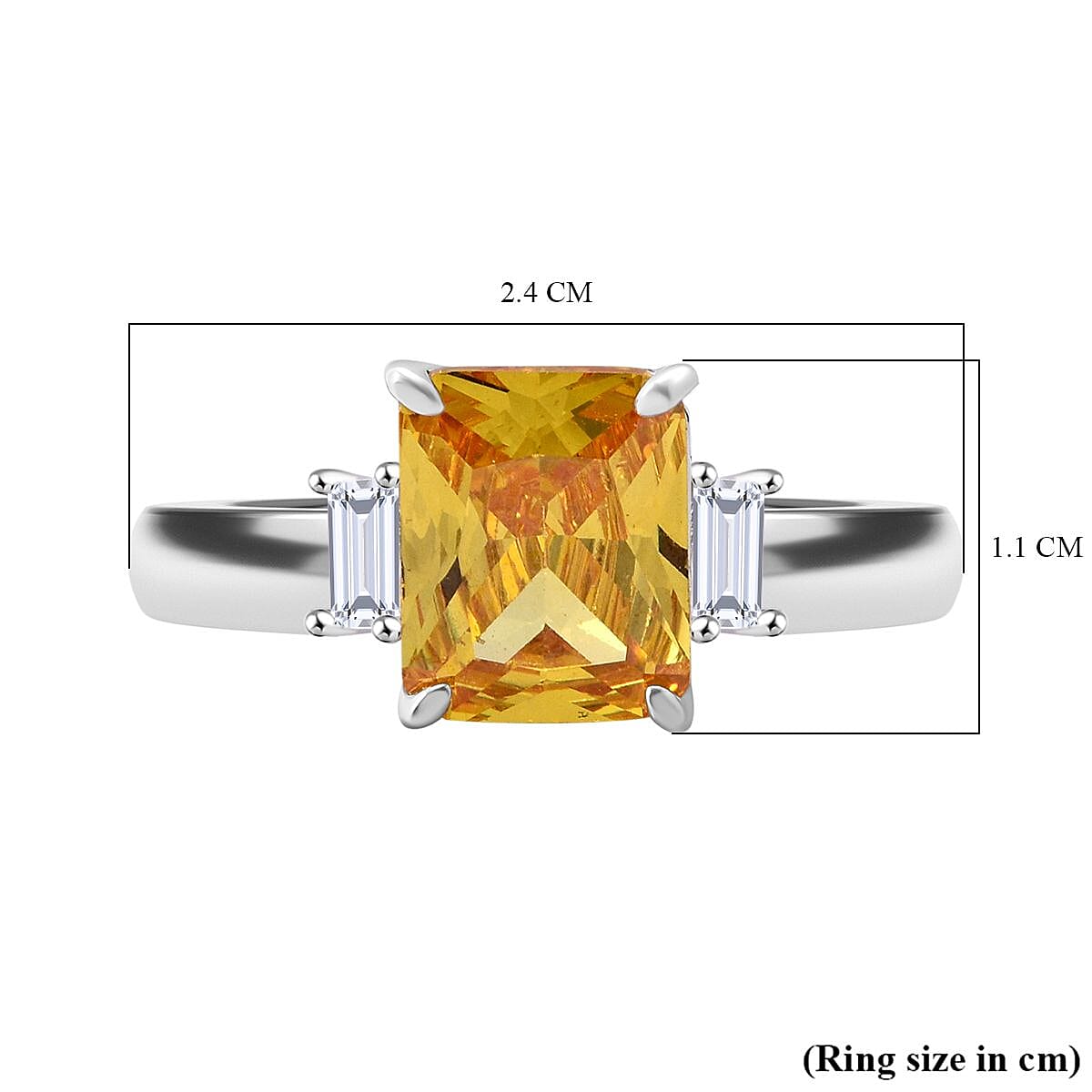 NY Closeout Deal- Yellow And White Cubic Zirconia Ring in Rhodium Overlay Sterling Silver 6.02 Ct. NY Closeout Deal- Yellow And White Cubic Zirconia Ring in Rhodium Overlay Sterling Silver 6.02 Ct.