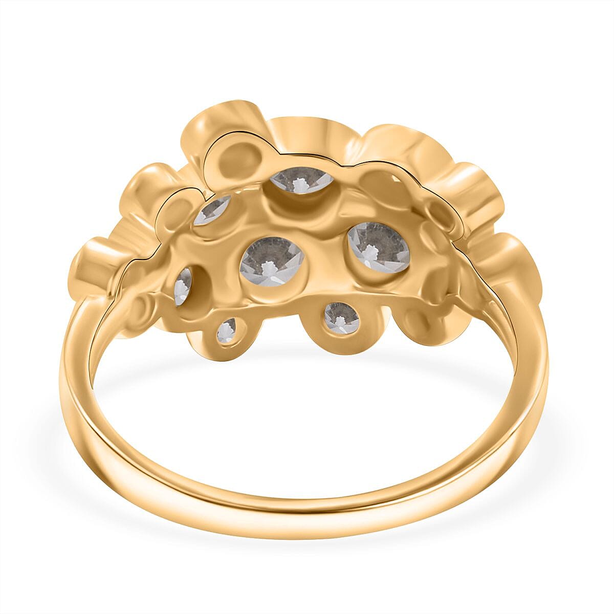 White Cubic Zirconia Ring in 18K Yellow Gold Vermeil Plating Sterling Silver 3.11 Ct.