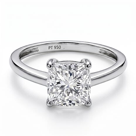 Luxuriant Diamond - 950 Platinum SGL Certified VS-GH Lab Grown Diamond Cushion Cut Ring 2.00 Ct