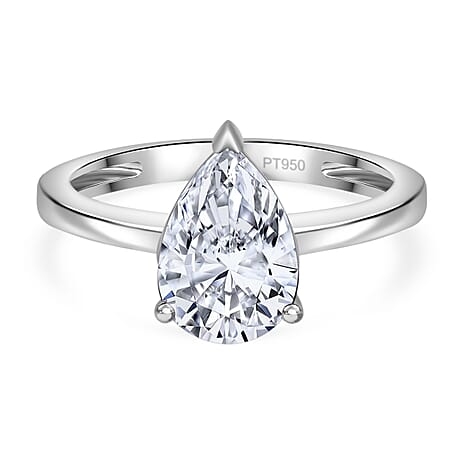 Luxuriant Diamond - 950 Platinum SGL Certified Lab Grown Diamond Pear (VS-G-H) Ring 2.00 Ct.