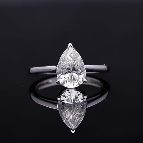 Luxuriant Diamond - 950 Platinum SGL Certified Lab Grown Diamond Pear (VS-G-H) Ring 2.00 Ct.