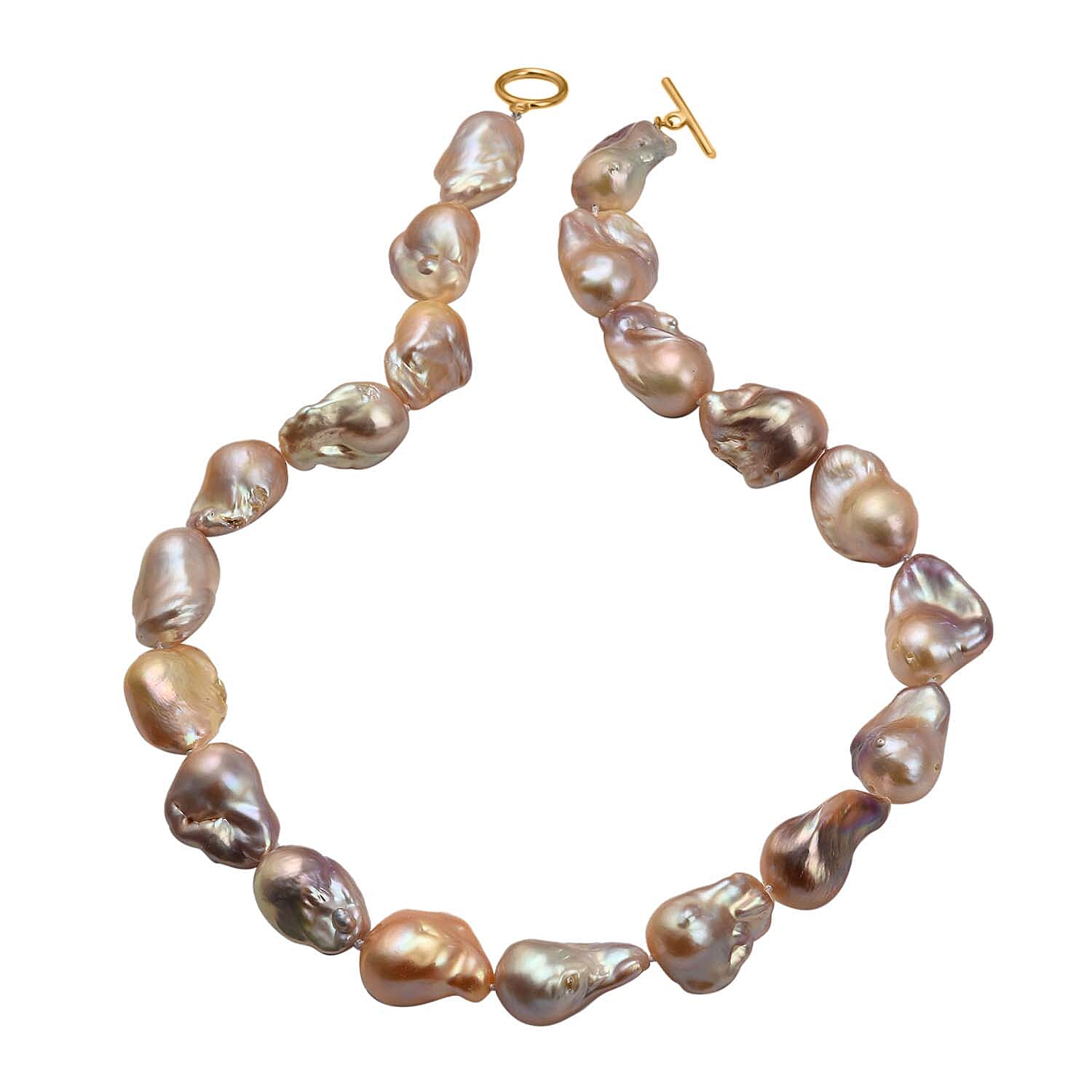 Multi Color Fresh Water Pearl  Baroque Necklace With Bar Clasp (Size - 20) 650.0 Ct