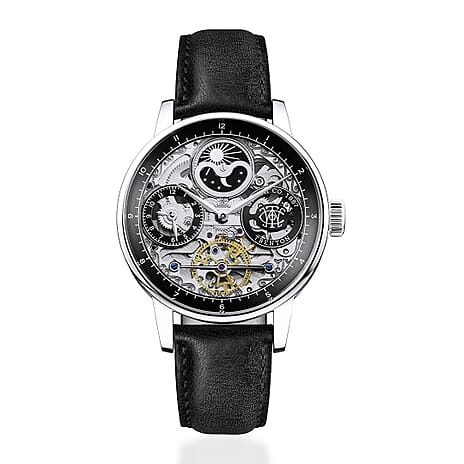 Mens Trenton The Jazz Skeleton Automatic Watch with Black Leather Strap