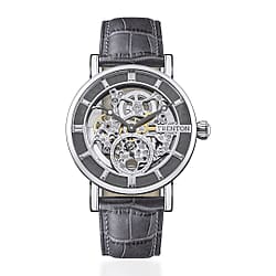 Trenton The Herald Automatic Watch with Silver Skeleton Dial and Leather Strap