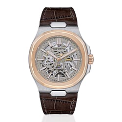 Trenton The Catalina Automatic Men's Watch - Skeleton Dial and Brown Leather Strap