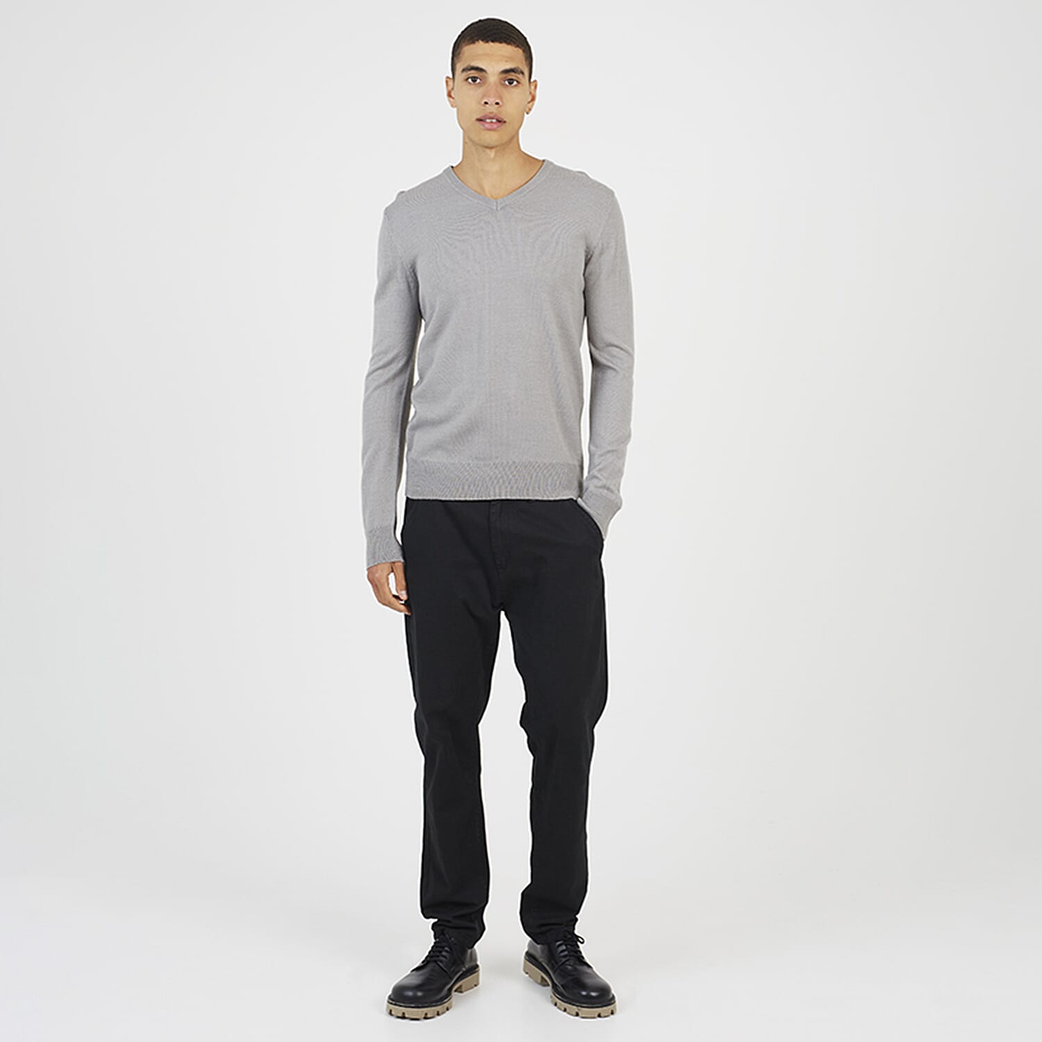 Brave-Soul-Mens-V-Neck-Knitted-Jumper-Silver-Grey-Marl