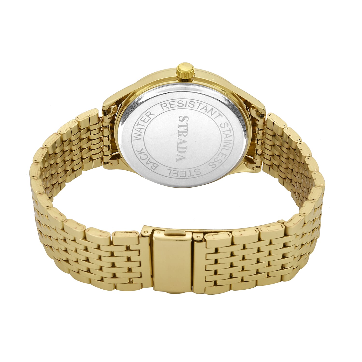 STRADA PC21S Japanese Movement Water Resistant White Sunshine Hydraulic Dial Watch with Gold Color Stainless Steel Strap STRADA PC21S Japanese Movement Water Resistant White Sunshine Hydraulic Dial Watch with Gold Color Stainless Steel Strap
