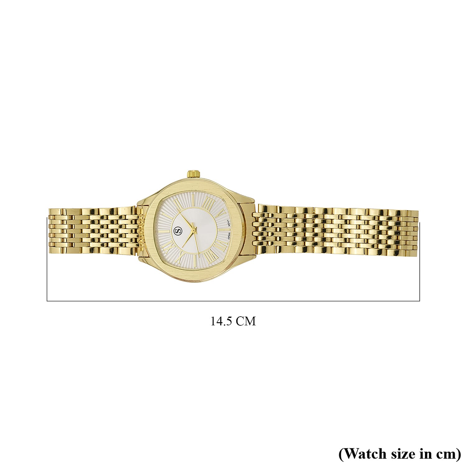 STRADA PC21S Japanese Movement Water Resistant White Sunshine Hydraulic Dial Watch with Gold Color Stainless Steel Strap STRADA PC21S Japanese Movement Water Resistant White Sunshine Hydraulic Dial Watch with Gold Color Stainless Steel Strap