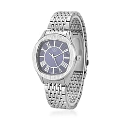 STRADA Japanese Movement Water Resistant Black Sunshine Hydraulic Dial Watch with Two-Tone Stainless Steel Strap