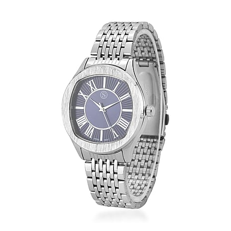 STRADA Japanese Movement Water Resistant Blue Sunshine Hydraulic Dial Watch with Stainless Steel Strap