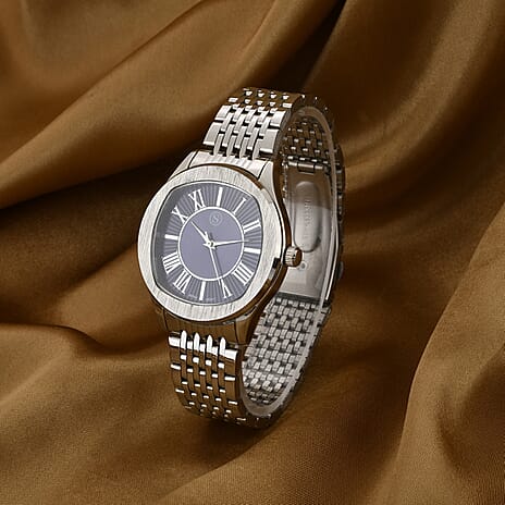 STRADA Japanese Movement Water Resistant Blue Sunshine Hydraulic Dial Watch with Stainless Steel Strap