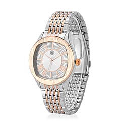 STRADA Japanese Movement Water Resistant Black Sunshine Hydraulic Dial Watch with Two-Tone Stainless Steel Strap