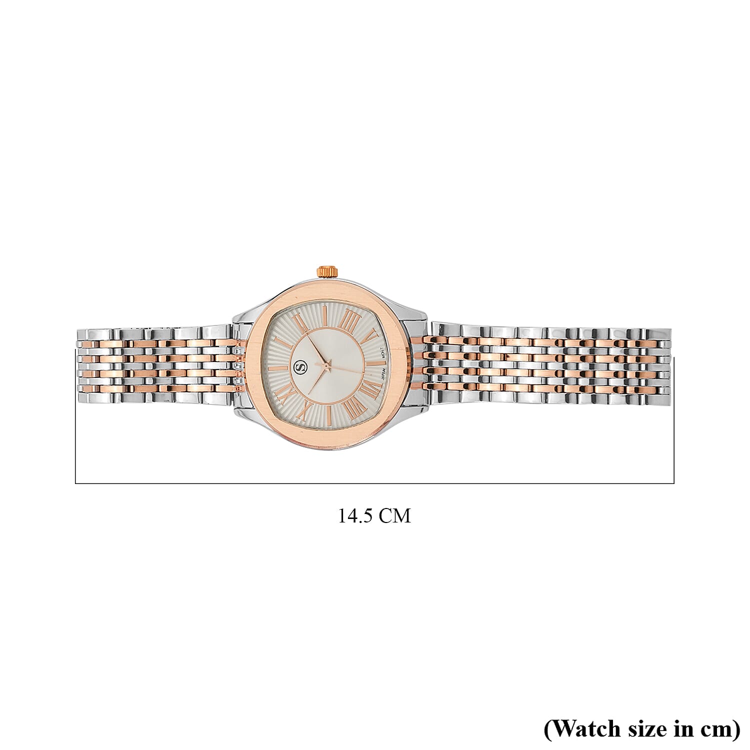 STRADA PC21S Japanese Movement Water Resistant White Sunshine Hydraulic Dial Watch with Two-Tone Stainless Steel Strap STRADA PC21S Japanese Movement Water Resistant White Sunshine Hydraulic Dial Watch with Two-Tone Stainless Steel Strap