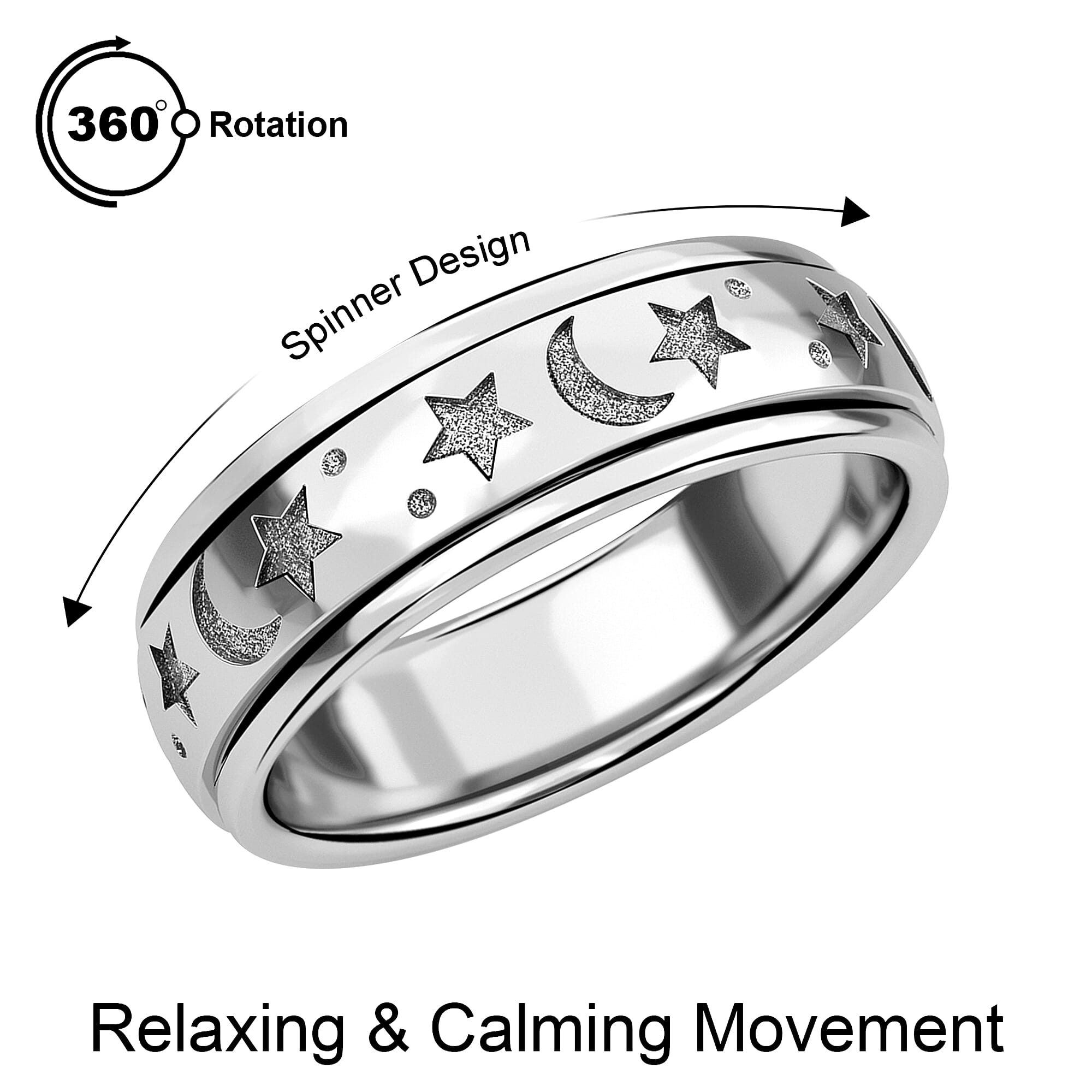 Rhodium Overlay Sterling Silver Band Ring