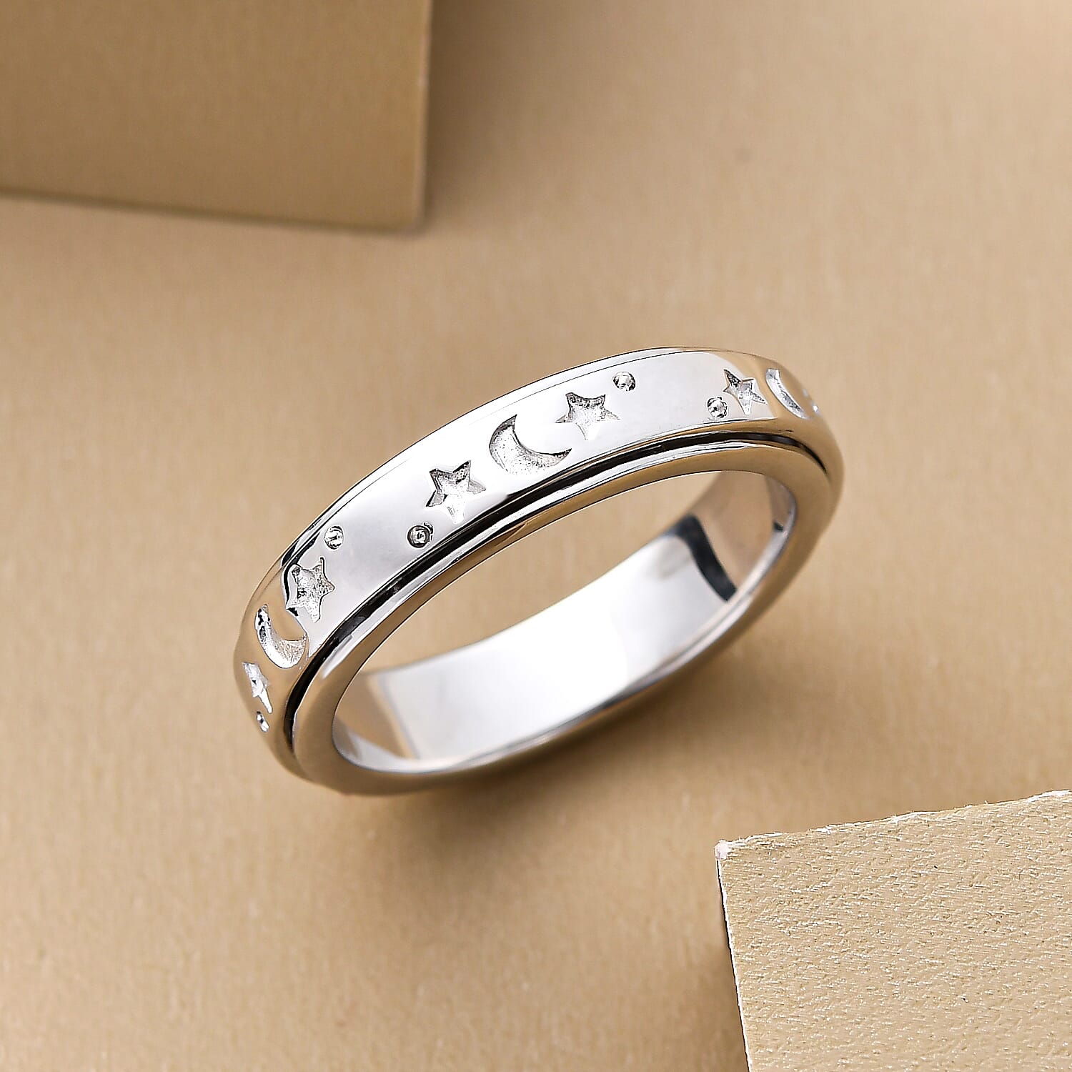 Rhodium Overlay Sterling Silver Band Ring
