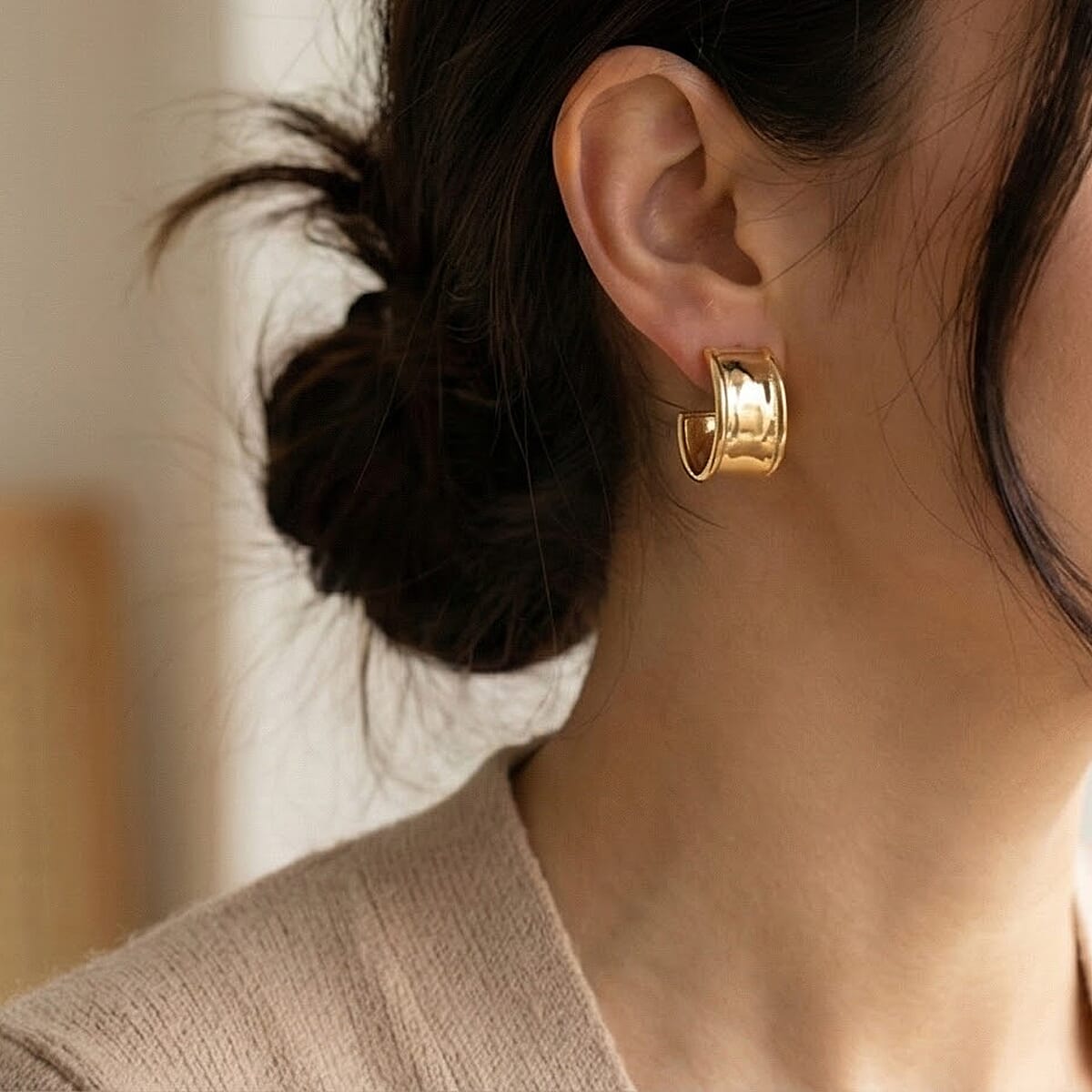 Maestro Collection - 9K Yellow Gold Earring With Push Back 1.86 Gm