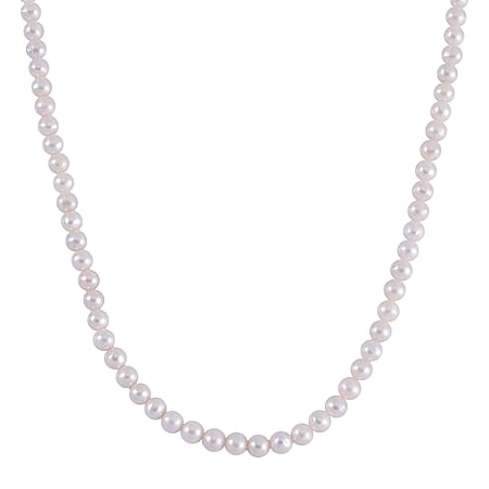 MEGA DAY SALE OFFER - AAA White Anuhi Pearl Necklace With Magnetic Clasp (Size - 20) in Rhodium Overlay Sterling Silver 170.0 Ct.