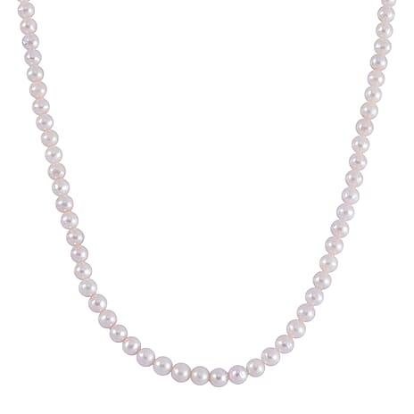 AAA White Anuhi Pearl Necklace With Magnetic Clasp (Size - 20) in Rhodium Overlay Sterling Silver