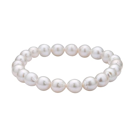 White Anhui Pearl Stone Stretchable Bracelet (Size 7-7.5) 70.0Ct.