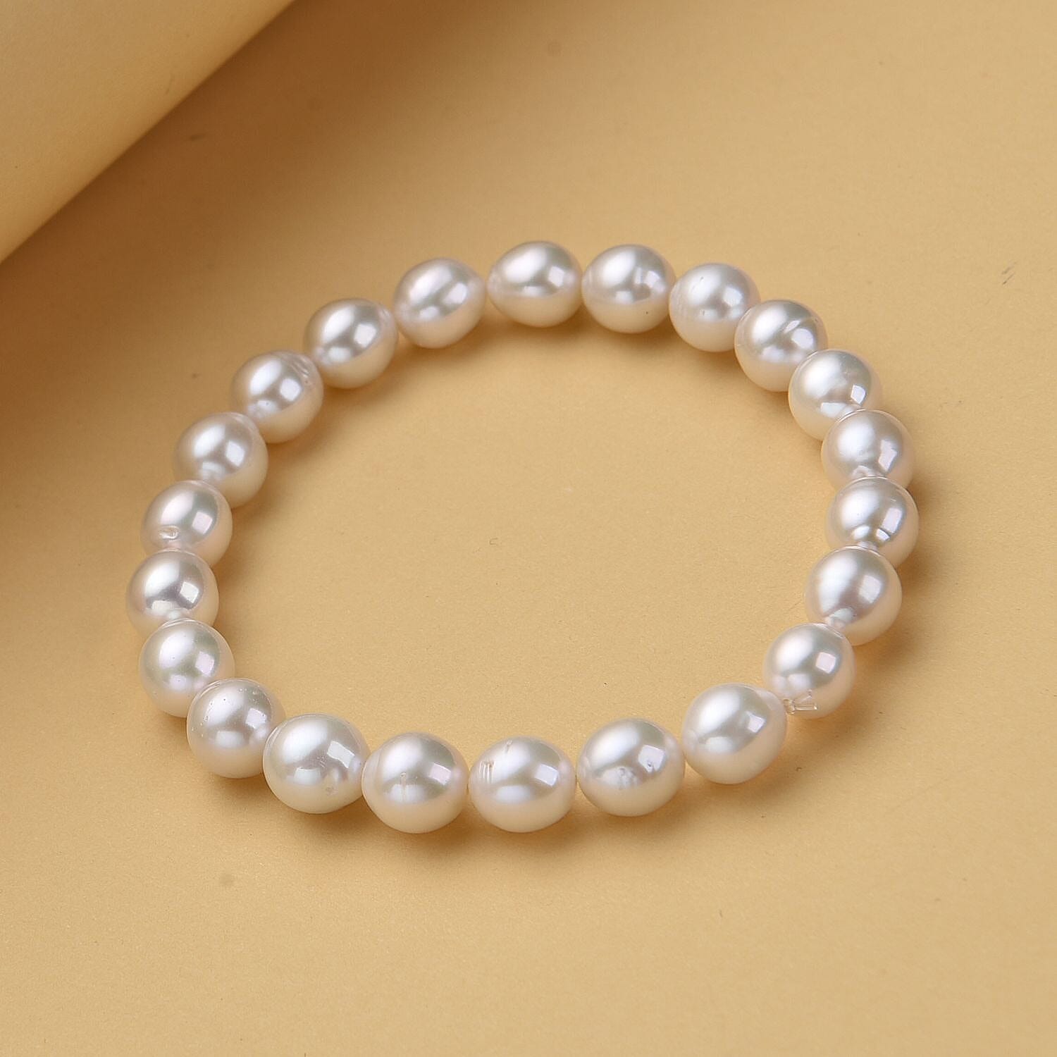 AAA White Anhui Pearl Stone Stretchable Bracelet (Size 7-7.5)