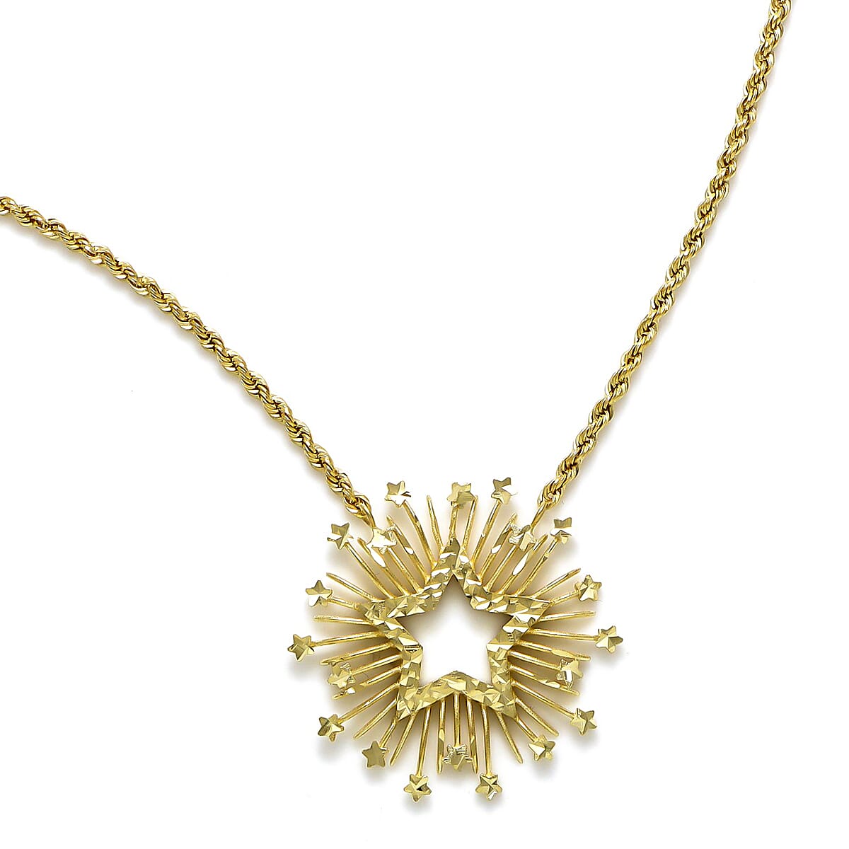 Maestro Collection - 9K Yellow Gold Starburst Necklace (Size - 20)