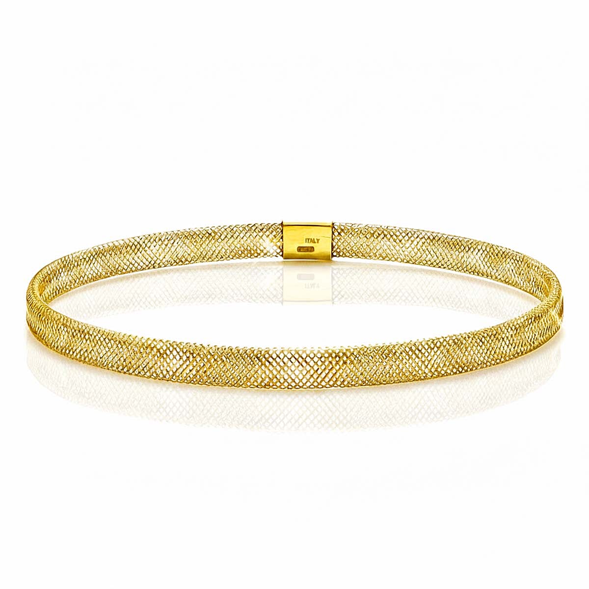 Maestro Collection - 9K Yellow Gold Adjustable Mesh Bangle (Size-7.5)