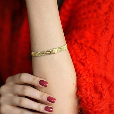 Maestro Collection - 9K Yellow Gold Adjustable Mesh Bangle (Adjustable)