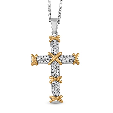 Designer Inspiration Cubic Zirconia Cross Necklace (Size - 20-2 Ext)