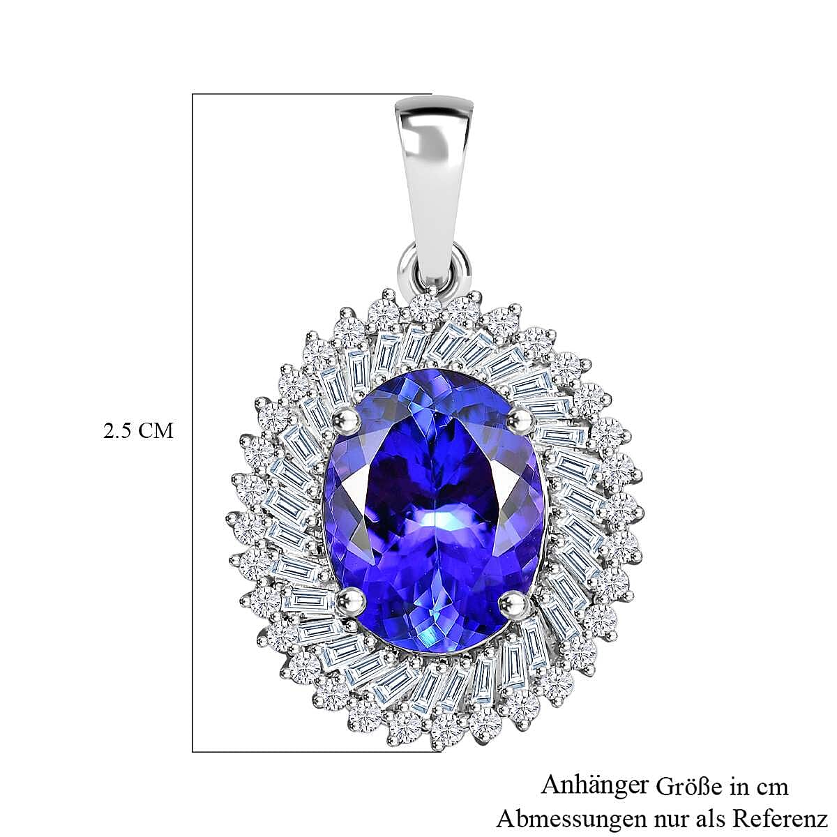 Rhapsody 950 Platinum AAAA Tanzanite and Earth  Diamond  Pendant 4.56 Ct, Platinum Wt. 4.09 Gms