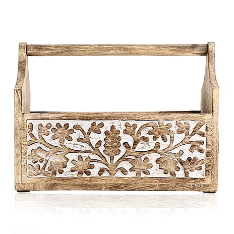 Woden Carved Caddy Size-30 X 13 X 23 CM