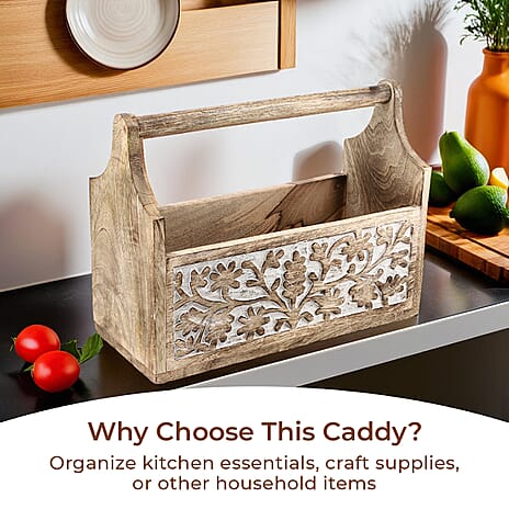 Woden Carved Caddy Size-30 X 13 X 23 CM