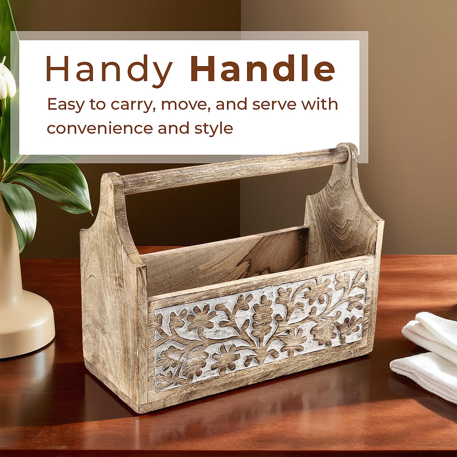 Woden Carved Caddy Size-30 X 13 X 23 CM Woden Carved Caddy Size-30 X 13 X 23 CM