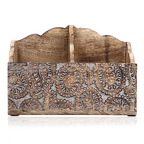 Wooden Carved Caddy 30.5 X 13 X 22 CM