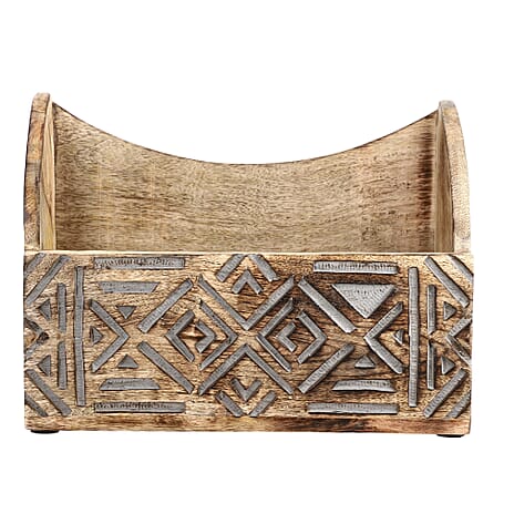 Wooden Carved Caddy 30.5 X 13 X 22