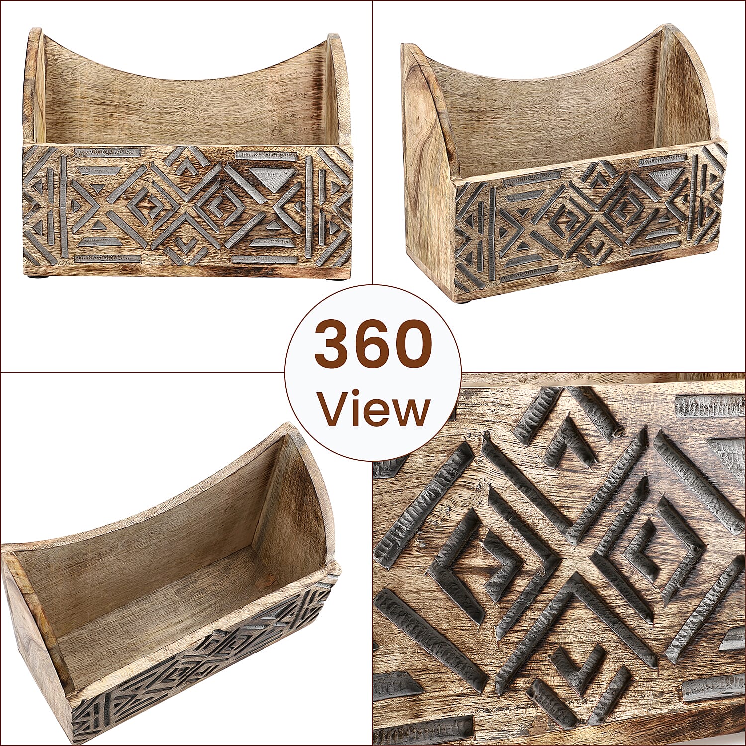 Wooden Carved Caddy 30.5 X 13 X 22 Wooden Carved Caddy 30.5 X 13 X 22
