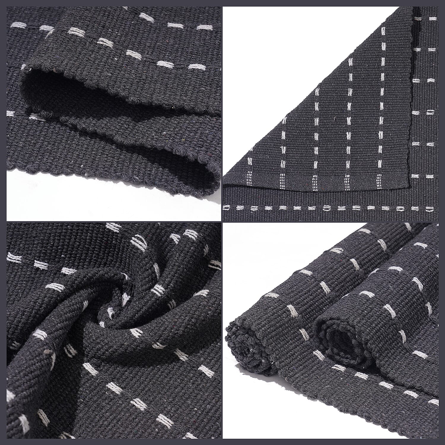 Set of 2 - Cotton Rugs- Door Mat (Size 50x80cm) - Grey