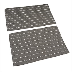 Set of 2 - Cotton Rugs- Door Mat (Size 50x80cm) - Black