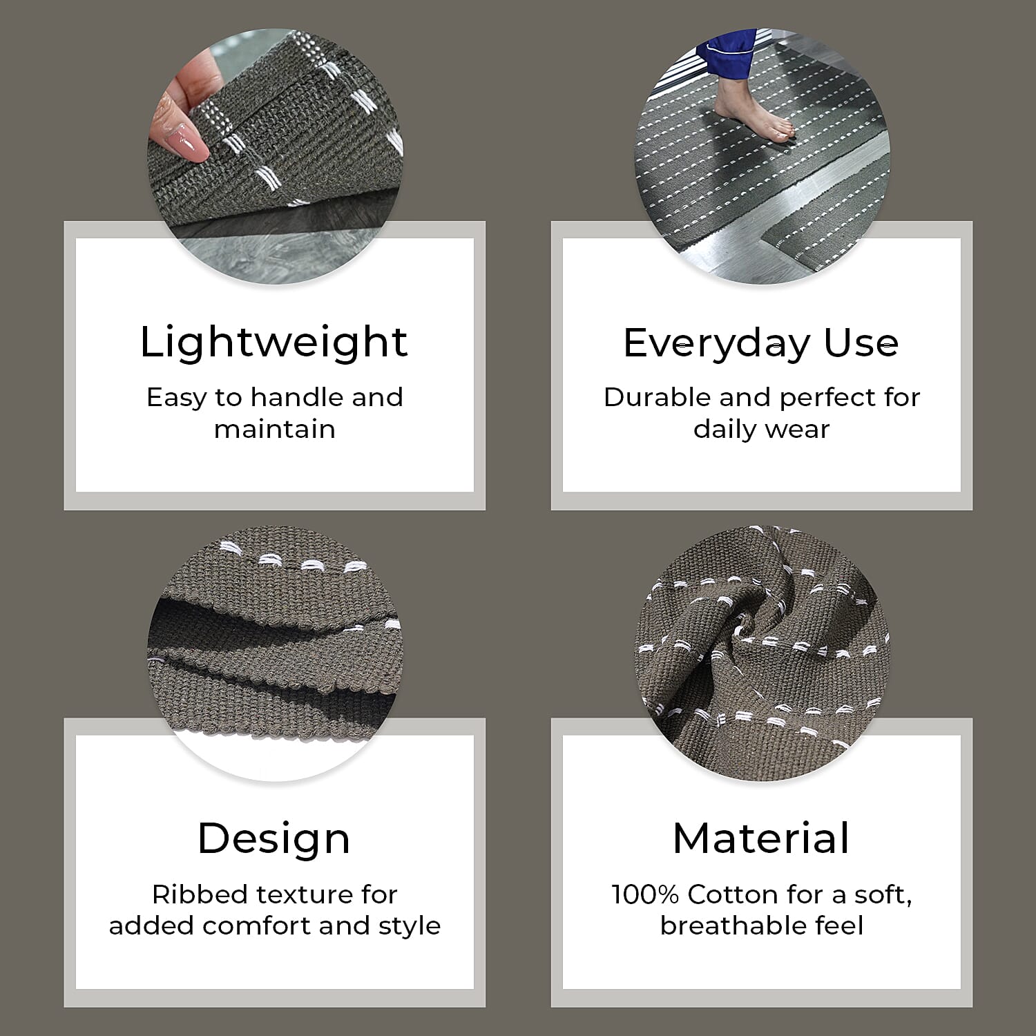 Set of 2 - Cotton Rugs- Door Mat (Size 50x80cm) - Olive