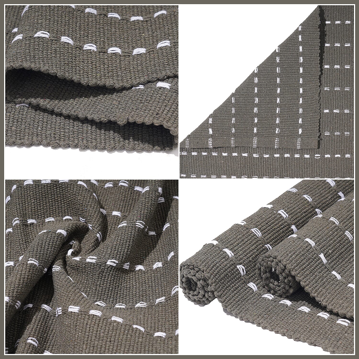 Set of 2 - Cotton Rugs- Door Mat (Size 50x80cm) - Olive