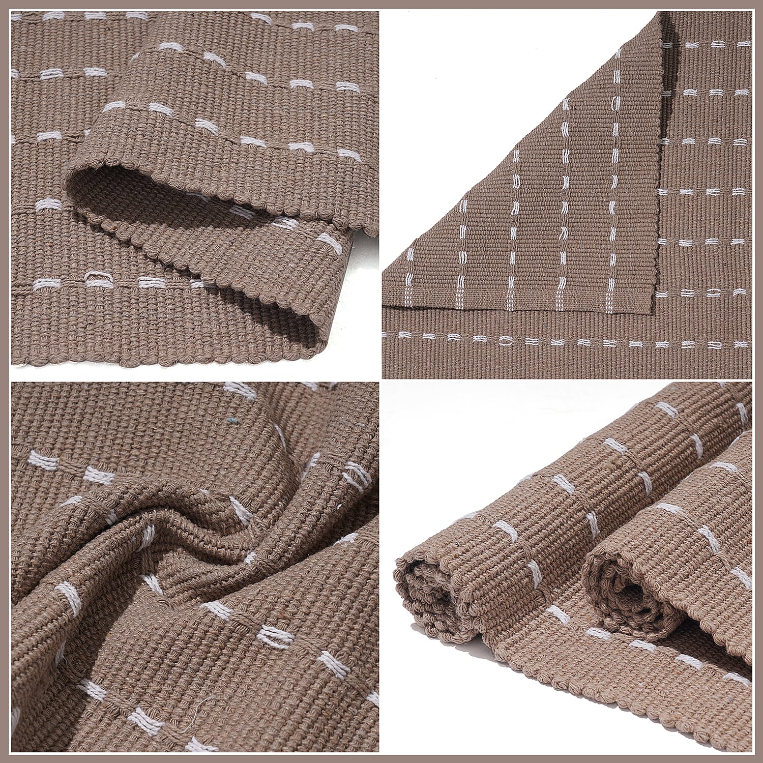 Set of 2 - Cotton Rugs- Door Mat (Size 50x80cm) - Beige