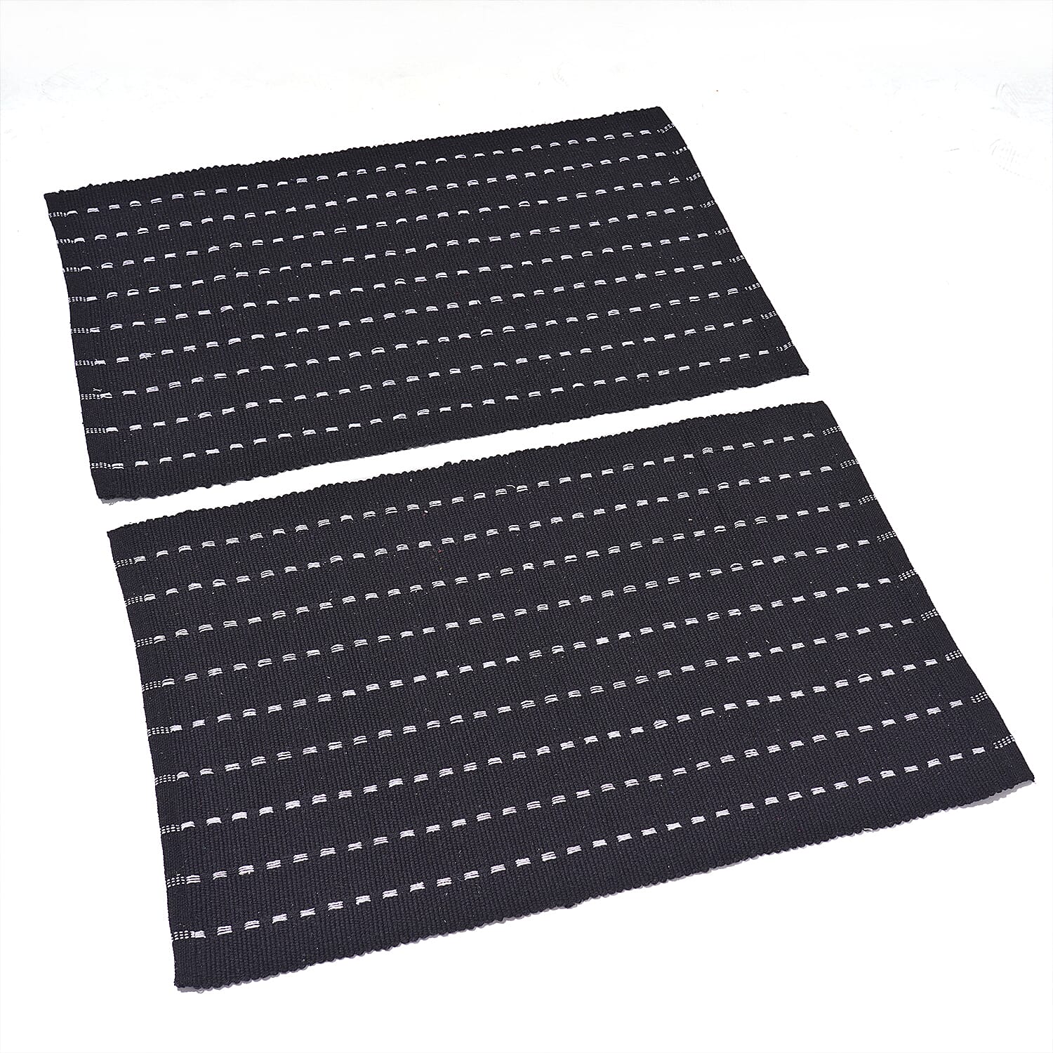 Set of 2 - Cotton Rugs- Door Mat (Size 50x80cm) - Black