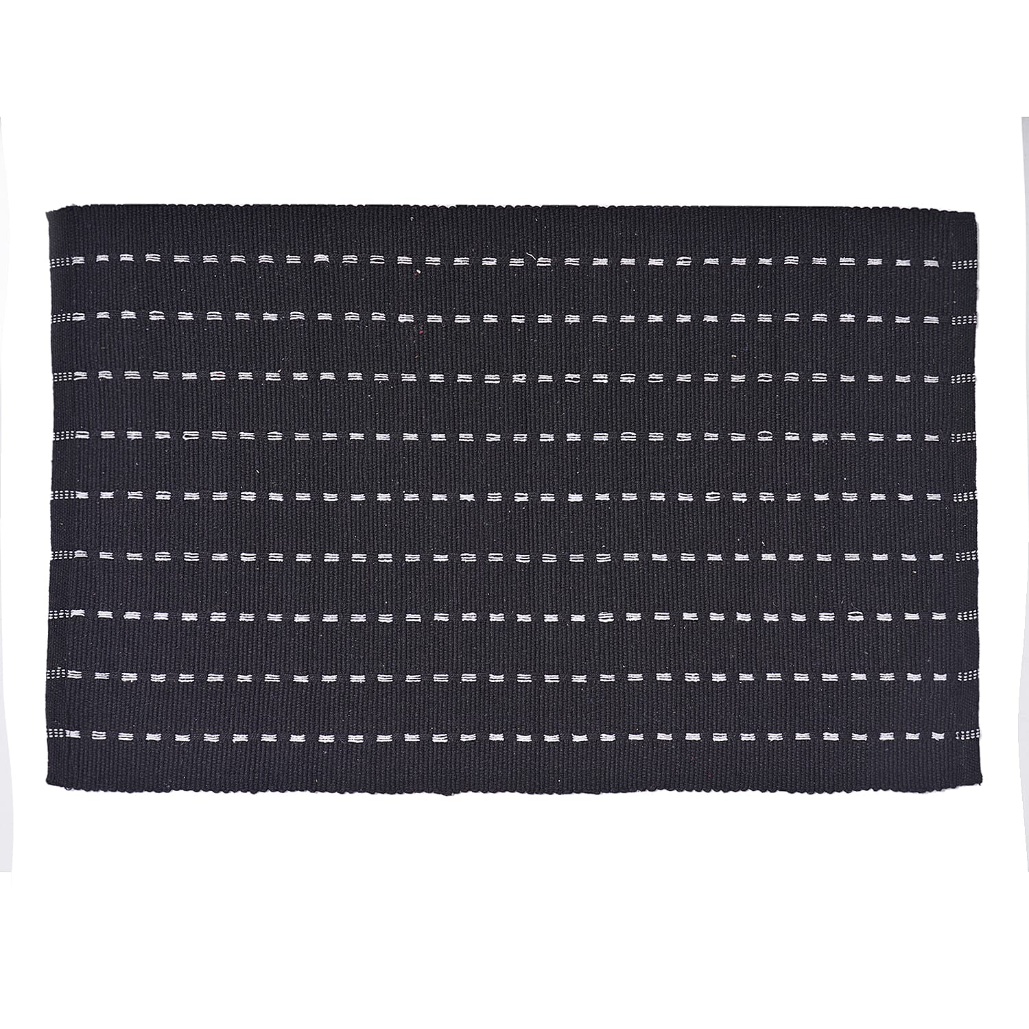 Set of 2 - Cotton Rugs- Door Mat (Size 50x80cm) - Black