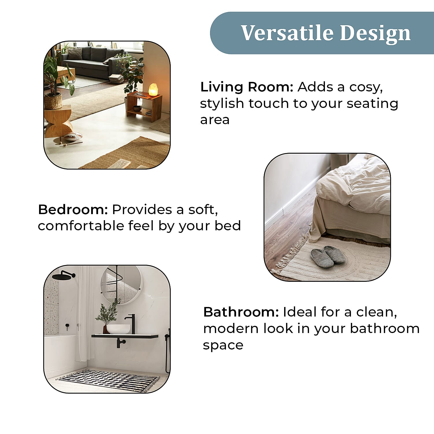 Set of 2 - Cotton Rugs- Door Mat (Size 50x80cm) - Sky Blue