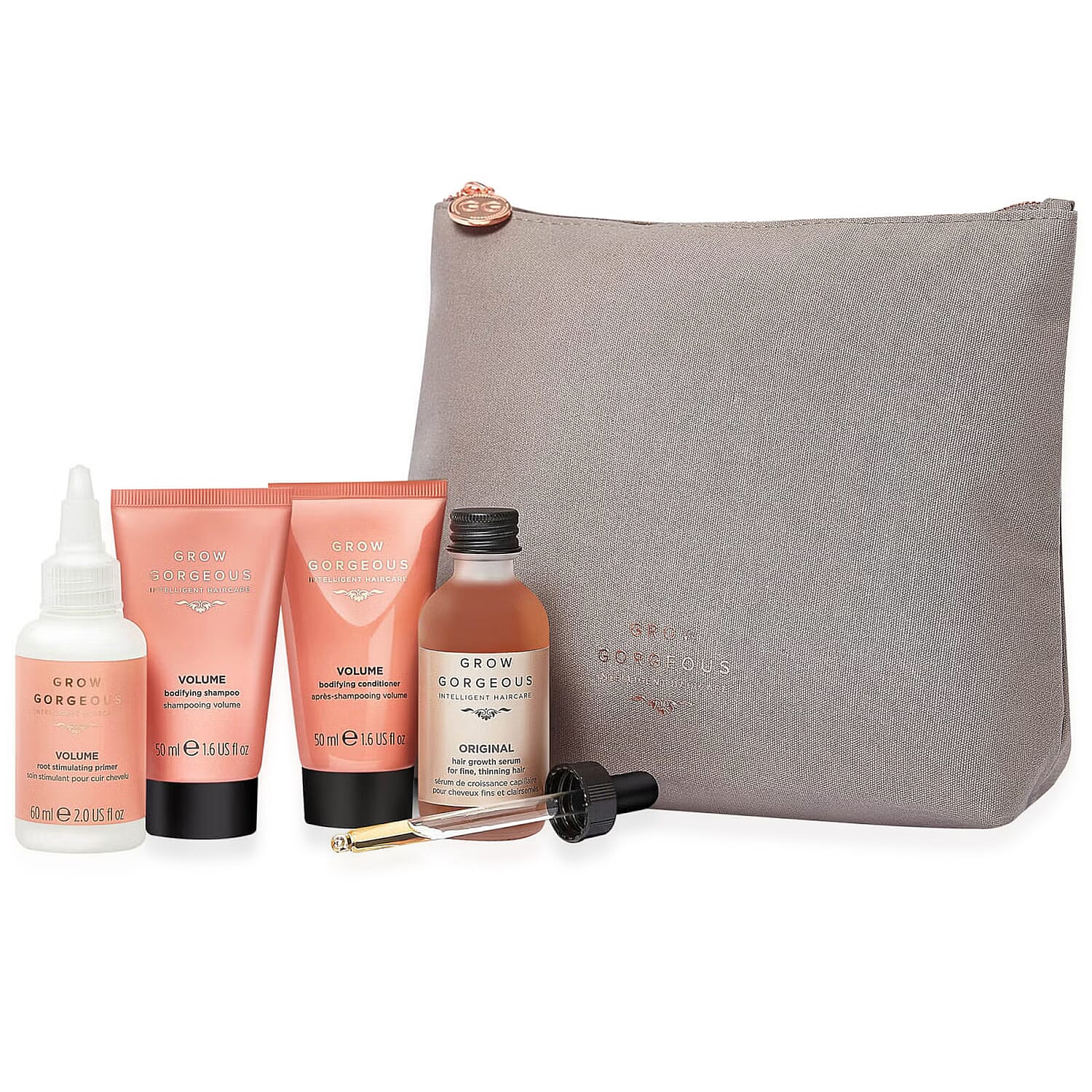 Grow Gorgeous Volume Growth Discovery Kit (60ml Serum, 50ml Shampoo, 50ml Conditioner, 60ml Primer & Bag)