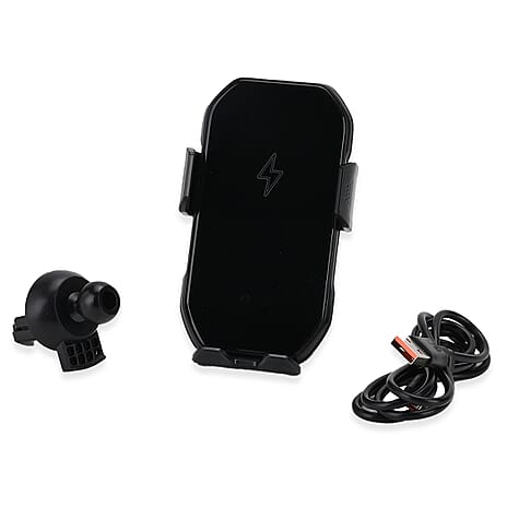 Dashboard 2-in-1 Wireless Car Charger and Holder - Auto Opening (Power 10w-15w) - Black