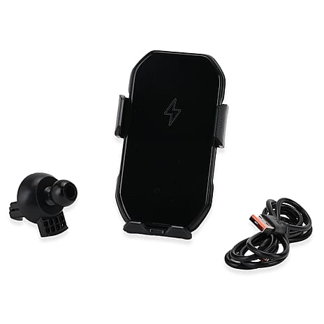 Dashboard 2-in-1 Wireless Car Charger and Holder - Auto Opening (Power 10w-15w) - Black