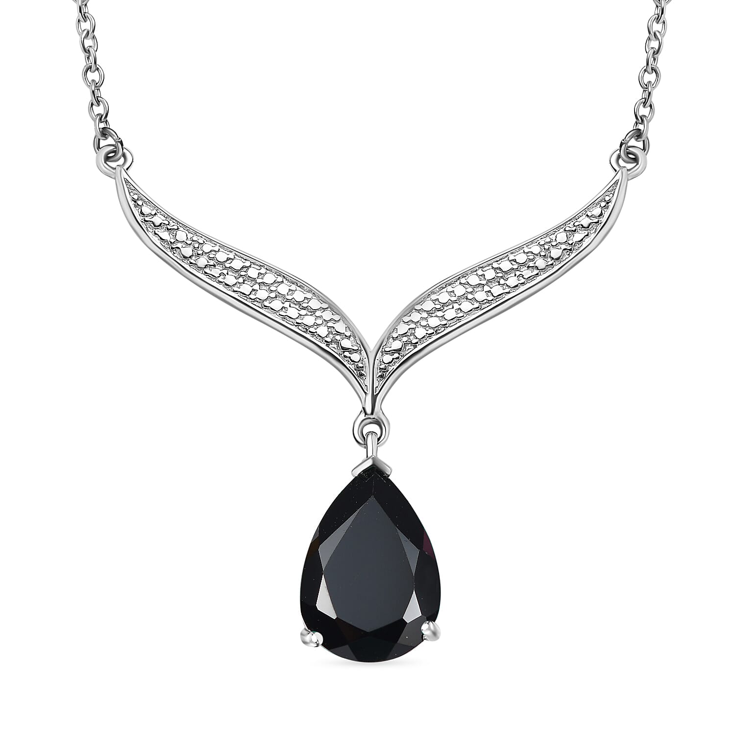 Black Spinel Necklace (Size - 20) in Platinum Overlay Sterling Silver 6.42 Ct. Black Spinel Necklace (Size - 20) in Platinum Overlay Sterling Silver 6.42 Ct.