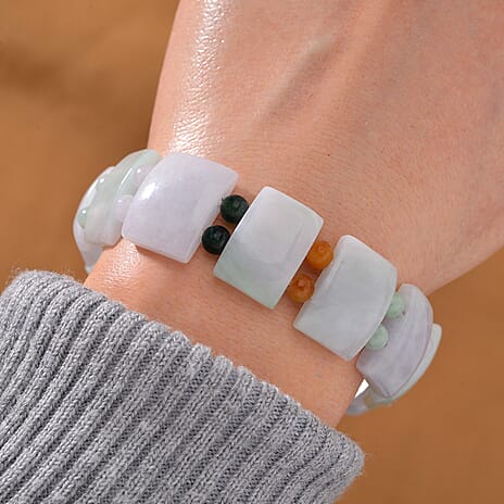 Natural Multi Colour Burmese Jade Bracelet (Size 7) 200.0 ct.