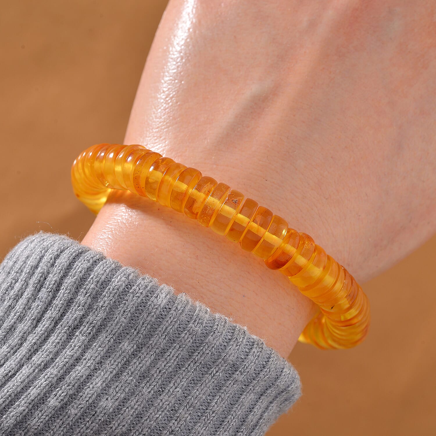 Biggest One Time Offer - Tucson Find - Natural Baltic Amber Bracelet 75.00 Ct - Round